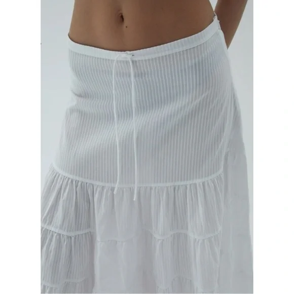 NWT Paloma Wool Long Etoile - White Cotton Blend Gathered Midi Maxi Skirt sz 38 - Picture 3 of 16